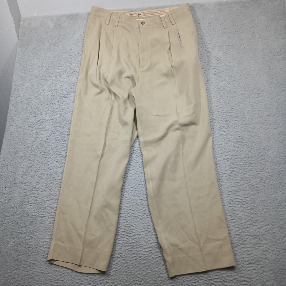 Tommy Bahama Pants Mens 38 Khaki Silk‎ Relax Pleated Dress Slacks Classic Fit